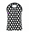 BUILT Neoprene Two Bottle Tote, Big Dot, Black and White