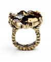 Artistic asymmetry. Large and small sparkling glass accents are juxtaposed together to create a stunning effect on this RACHEL Rachel Roy adjustable cluster cocktail ring. Crafted in gold tone mixed metal. Ring adjusts to fit finger.