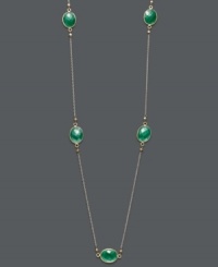 Long and luxurious. Wrap this stylish, Studio Silver design around your neck for a bold and brilliant look. Crafted in 18k gold over sterling silver and sterling silver with oval-cut green agate (45-3/8 mm). Approximate length: 38 inches. Long and luxurious. Wrap this stylish, Studio Silver design around your neck for a bold and brilliant look. Crafted in 18k gold over sterling silver and sterling silver with oval-cut green agate (45-3/8 mm). Approximate length: 38 inches.