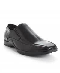 This pair of men's dress shoes is versatile enough to easily bridge the work week and the weekend. These smooth bike toe loafers combine modern edge and classic comfort. This pair of men's dress shoes is versatile enough to easily bridge the work week and the weekend. These smooth bike toe loafers combine modern edge and classic comfort.