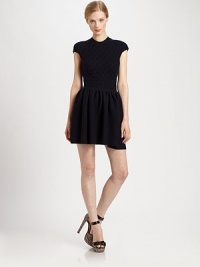 A sophisticated sheath made from a fine, wool knit featuring sporty, raglan sleeves and a flattering full skirt.Round neckCap sleevesFull skirtPull-on styleAbout 21 from natural waistVirgin woolImported Model shown is 5'10 (177cm) wearing US size Small. A sophisticated sheath made from a fine, wool knit featuring sporty, raglan sleeves and a flattering full skirt.Round neckCap sleevesFull skirtPull-on styleAbout 21 from natural waistVirgin woolImported Model shown is 5'10 (177cm) wearing US size Small.
