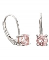 Pink perfection. She'll look pretty as a princess in these round-cut cubic zirconias (1 ct. t.w.). CRISLU's delicate drop earrings are crafted in platinum over sterling silver with a secure leverback closure. Approximate drop: 1 inch.