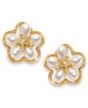 Petal perfection. Cultured freshwater pearls (4-1/2-5 mm) adorn these beautiful flower-shaped stud earrings. Set in 14k gold. Approximate diameter: 1/2 inch.