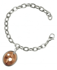An elegant mix. Breil combines stainless steel with a rose gold ion-plated charm on this unique bracelet. Approximate length: 7-1/2 inches. Approximate charm drop: 1 inch. An elegant mix. Breil combines stainless steel with a rose gold ion-plated charm on this unique bracelet. Approximate length: 7-1/2 inches. Approximate charm drop: 1 inch.