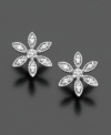 Good taste is always in season. Pair any look with these delicate flower-shaped studs for extra shine. Crafted in 14k white gold with sparkling diamond accents.