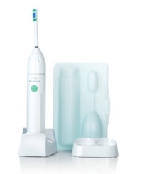The only sonic toothbrush with a slim, angled neck, contour-fit bristles and ultra-high speed for greater plaque removal. Easy Start feature gently increases brushing power over the first 12 uses. Enjoy naturally whiter teeth with a reduction in stains, reverse gingivitis and help shrink periodontal pockets. Includes 1 Sonicare toothbrush with contoured brush head, 1 Charger base with easy wrap cord, 1 Hygienic travel cap and Brush head holder. Model l#5300. Two year warranty. The only sonic toothbrush with a slim, angled neck, contour-fit bristles and ultra-high speed for greater plaque removal. Easy Start feature gently increases brushing power over the first 12 uses. Enjoy naturally whiter teeth with a reduction in stains, reverse gingivitis and help shrink periodontal pockets. Includes 1 Sonicare toothbrush with contoured brush head, 1 Charger base with easy wrap cord, 1 Hygienic travel cap and Brush head holder. Model l#5300. Two year warranty.