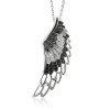 Sterling Silver Angel Feather Wing BLACK and WHITE Diamond Pendant Necklace (HI, I1-I2, 0.25 carat)