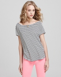 Maritime-inspired stripes lend a chic nautical edge to this Soft Joie tee. Maritime-inspired stripes lend a chic nautical edge to this Soft Joie tee.