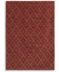 A subtle, hushed pattern of diamonds and dots against an exquisite chili pepper red ground enhances any decor with soft-textured style. This statement-making rug from Karastan is woven from 100% premium worsted 2-ply wool for a soft hand and long-lasting wear. A subtle, hushed pattern of diamonds and dots against an exquisite chili pepper red ground enhances any decor with soft-textured style. This statement-making rug from Karastan is woven from 100% premium worsted 2-ply wool for a soft hand and long-lasting wear.