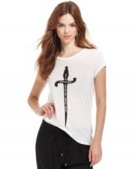 With a sword print, this RACHEL Rachel Roy tee is an easy pic for an effortless, casual look! With a sword print, this RACHEL Rachel Roy tee is an easy pic for an effortless, casual look!