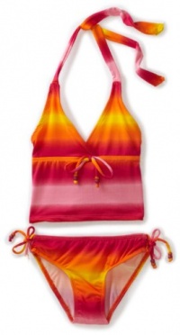 Pink Platinum Girls 2-6X Ombre Stipe Two Piece Swimsuit, Pink, 4 Pink Platinum Girls 2-6X Ombre Stipe Two Piece Swimsuit, Pink, 4
