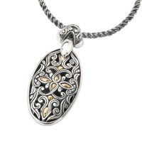 925 Silver Filigree Swirl Pendant with 18k Gold Accents