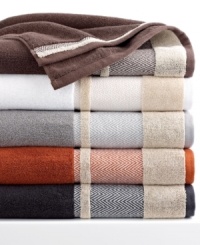 Envelope yourself in luxurious texture with this Saville bath towel. Features yard-dyed Egyptian cotton for a soft hand and an exotic zigzag pattern along the hem for a twist of style. Envelope yourself in luxurious texture with this Saville bath towel. Features yard-dyed Egyptian cotton for a soft hand and an exotic zigzag pattern along the hem for a twist of style.