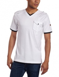 Southpole Men's Layered Feel Utility Fashion V-Neck Tee With Epaulettes Southpole Men's Layered Feel Utility Fashion V-Neck Tee With Epaulettes