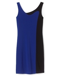 A slinky, sleeveless dress for your aspiring fashionista, this simply elegant dress revels in a rich cobalt with contrast black colorblocks for a touch of intrigue. A slinky, sleeveless dress for your aspiring fashionista, this simply elegant dress revels in a rich cobalt with contrast black colorblocks for a touch of intrigue.