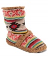 The eclectic Daphne booties from Muk Luks features a bold pattern and faux-fur detailing to keep you warm in style.