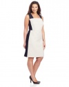 DKNYC Women's Plus-Size Cap Sleeve Dress With Eyelet Sleeve And Ponte Sides