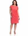 DKNYC Women's Plus-Size Cap Sleeve Dress With Side Drape and Exposed Zipper