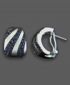 A hint of midnight blue adds instant fun to these chic earrings. Balissima by Effy Collection design is crafted in sterling silver with a round-cut sapphire striped pattern (2-3/8 ct. t.w.). Approximate diameter: 1/2 inch.