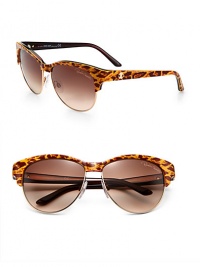 An animal print adds a wild touch to these retro plastic shades with requisite logo detail. Available in leopard with gradient brown lens or black with grey gradient lens.Acetate logo temple100% UV protectionMade in Italy