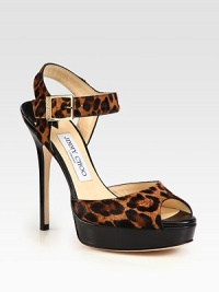 A fierce leopard print and slender leather heel define this sky-high silhouette of genuine pony hair. Leather-covered heel, 5 (125mm)Leather platform, 1 (25mm)Compares to a 4 heel (100mm)Pony hair upperAdjustable ankle strapLeather lining and solePadded insoleMade in Italy A fierce leopard print and slender leather heel define this sky-high silhouette of genuine pony hair. Leather-covered heel, 5 (125mm)Leather platform, 1 (25mm)Compares to a 4 heel (100mm)Pony hair upperAdjustable ankle strapLeather lining and solePadded insoleMade in Italy