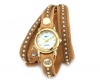 La Mer Collections - Bali Stud Camel w/ Gold Leather Wrap Watch