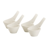 Whether you're hosting a party or spicing up the dinner table, these attractive dip bowls add a modern touch with a unique shape and fluid handles. Whether you're hosting a party or spicing up the dinner table, these attractive dip bowls add a modern touch with a unique shape and fluid handles.