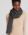With all-over white polka dots, this kate spade new york scarf ties together fresh, sophisticated style.