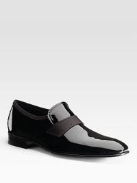 Handsome patent leather slip-on loafer completes your formal ensemble. Stacked heel Leather lining and sole Padded insole Made in Italy