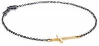 Mizuki 14k Side Cross Bracelet On Oxidized Silver Chain