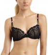 Betsey Johnson Women's Eyelet Lace 3 Section Foam Demi, Raven Black,  34B