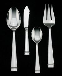 An intricate braided design between two solid bands makes a sophisticated statement at any table. Detailed and balanced this flatware is perfect for both a traditional or modern setting. 4-piece hostess set includes 1 butter knife, 1 large serving spoon, 1 large serving fork and 1 small serving spoon. An intricate braided design between two solid bands makes a sophisticated statement at any table. Detailed and balanced this flatware is perfect for both a traditional or modern setting. 4-piece hostess set includes 1 butter knife, 1 large serving spoon, 1 large serving fork and 1 small serving spoon.