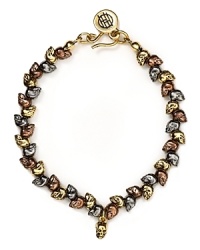 Supremely edgy with a heady mix of metals. This plated skull bracelet from House of Harlow is a killer jewel box addition, cast in yellow gold, rose gold, and gun metal plated Supremely edgy with a heady mix of metals. This plated skull bracelet from House of Harlow is a killer jewel box addition, cast in yellow gold, rose gold, and gun metal plated