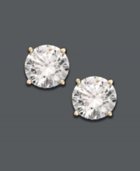 A classic look featuring two carats worth of sparkling diamonds. Round-cut diamonds (2 ct. t.w.) shine in a lustrous 14k gold four-prong setting. Approximate diameter: 6-1/2 mm. A classic look featuring two carats worth of sparkling diamonds. Round-cut diamonds (2 ct. t.w.) shine in a lustrous 14k gold four-prong setting. Approximate diameter: 6-1/2 mm.