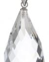 Sterling Silver Box Chain Faceted Crystal Teardrop Pendant Necklace, 18