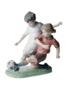Young soccer players and their fans will get a kick out of the Fair Play figurine from Lladro, featuring two boys in a race to the goal.