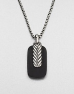 A simple sterling silver pendant necklace of black onyx is accented with chevron-textured sterling silver.Sterling silverBlack onyxLength, about 22 diam.Pendant, about ¾ x 1¼Imported