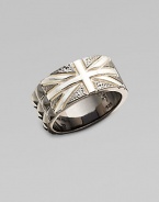 From the Alchemy in the UK Collection. A bold Union Jack in a studded band, detailed with a black onyx inlay and rhodium-plated accents.Sterling silverBlack onyxRhodium-plated accentsWidth, about ½Imported