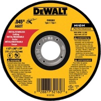 DEWALT DW8062B5 4-1/2-Inch by 0.045-Inch Metal and Stainless Cutting Wheel, 7/8-Inch Arbor, 5-Pack DEWALT DW8062B5 4-1/2-Inch by 0.045-Inch Metal and Stainless Cutting Wheel, 7/8-Inch Arbor, 5-Pack