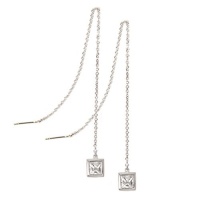 Studio 925 Princess White CZ Sterling Silver Threader Earrings Studio 925 Princess White CZ Sterling Silver Threader Earrings