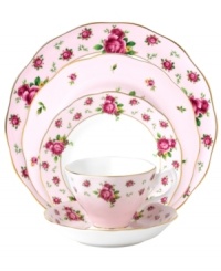 Revive a classic china pattern with the Old Country Roses Pink Vintage place setting. Lush blossoms plucked from the original Royal Albert collection flower on pink bone china with ruffled gold edges. Revive a classic china pattern with the Old Country Roses Pink Vintage place setting. Lush blossoms plucked from the original Royal Albert collection flower on pink bone china with ruffled gold edges.