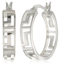 Sterling Silver Tarnish-Free Greek Key Small Cut-Out Hoop Earrings (0.8 Diameter) Sterling Silver Tarnish-Free Greek Key Small Cut-Out Hoop Earrings (0.8 Diameter)