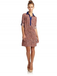 THE LOOKDot printContrast point collarContrast concealed button placketRoll tab sleevesShirt hem detail creates open backBanded back waist with belt loopsTHE FITAbout 37 from shoulder to hemTHE MATERIALPolyesterCARE & ORIGINDry cleanImportedModel shown is 5'9 (175cm) wearing US size 4. THE LOOKDot printContrast point collarContrast concealed button placketRoll tab sleevesShirt hem detail creates open backBanded back waist with belt loopsTHE FITAbout 37 from shoulder to hemTHE MATERIALPolyesterCARE & ORIGINDry cleanImportedModel shown is 5'9 (175cm) wearing US size 4.