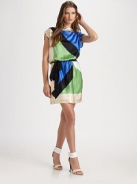 Bold colorblock lends a touch of mod to this simply-chic silk shift.Jewel necklineDropped shouldersCap sleevesBlouson bodiceSelf-beltAbout 18 from natural waistSilkDry cleanImportedModel shown is 5'9 (175cm) wearing US size 4. Bold colorblock lends a touch of mod to this simply-chic silk shift.Jewel necklineDropped shouldersCap sleevesBlouson bodiceSelf-beltAbout 18 from natural waistSilkDry cleanImportedModel shown is 5'9 (175cm) wearing US size 4.