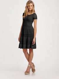 EXCLUSIVELY AT SAKS. Delicate pointelle patterns lend girlish charm to this feminine style.Crocheted openworkShort sleevesSide zipperMixed pointelle stitches on skirtAbout 37½ from shoulder to hem60% cotton/40% nylonDry cleanImportedModel shown is 5'10½ (179cm) wearing US size Small. EXCLUSIVELY AT SAKS. Delicate pointelle patterns lend girlish charm to this feminine style.Crocheted openworkShort sleevesSide zipperMixed pointelle stitches on skirtAbout 37½ from shoulder to hem60% cotton/40% nylonDry cleanImportedModel shown is 5'10½ (179cm) wearing US size Small.