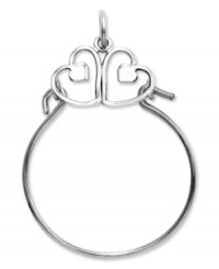 Keep all your favorite charms in place. This polished charm holder features a cut-out double heart design in 14k white gold. Chain not included. Approximate length: 1-2/5 inches. Approximate width: 1 inch.