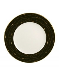 Dramatic details such as a woven gold trim and a contrasting border mark the Royal Doulton Precious Gold 9 accent plate. Bring a touch of kingly elegance to your table. Dramatic details such as a woven gold trim and a contrasting border mark the Royal Doulton Precious Gold 9 accent plate. Bring a touch of kingly elegance to your table.