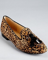 IVANKA TRUMP's Harla loafers aren't for the faint of heart--show off your daring (and fashion forward) sensibilities with these leopard-printed, tasseled smoking shoes. IVANKA TRUMP's Harla loafers aren't for the faint of heart--show off your daring (and fashion forward) sensibilities with these leopard-printed, tasseled smoking shoes.