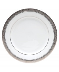 The unparalleled style of Noritake china has been gracefully setting tables for more than ninety years. The formal Crestwood Platinum dinnerware and dishes collection features crisp white china embellished with a shimmering border of interlocking scrolled leaves and an edge of polished platinum. Item not shown. The unparalleled style of Noritake china has been gracefully setting tables for more than ninety years. The formal Crestwood Platinum dinnerware and dishes collection features crisp white china embellished with a shimmering border of interlocking scrolled leaves and an edge of polished platinum. Item not shown.