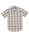 Plaid and simple. Amp up your weekend wardrobe with this easy plaid shirt from Izod.